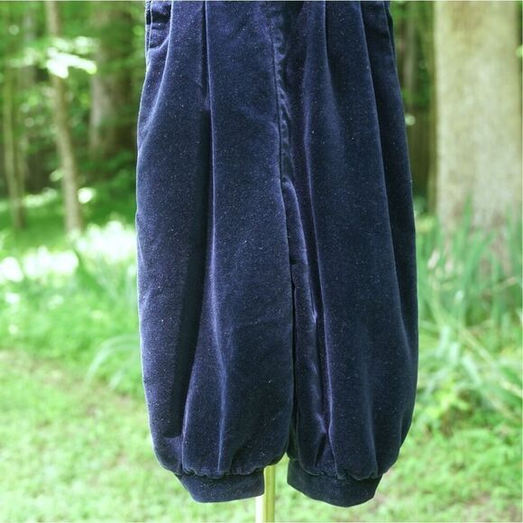 Vintage 90s Boys Navy Blue Velvet Velour Romper - Picture 4 of 6